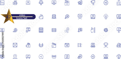 Line icons about video. Contains such icons