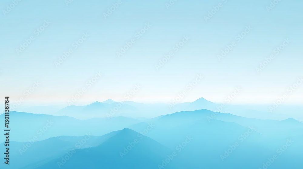 Fototapeta premium Misty Mountains With Hues of Blue Under the Azure Sky