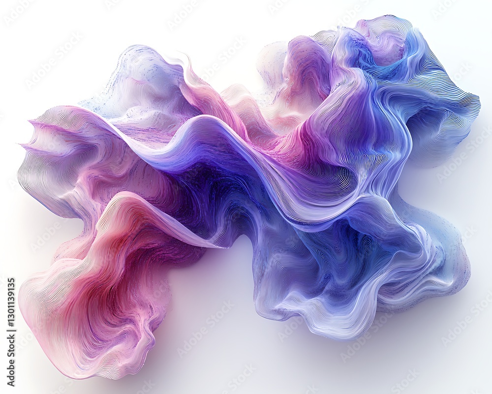 Flowing Abstract Shape on White Background Flowing Abstract Shape on White Background