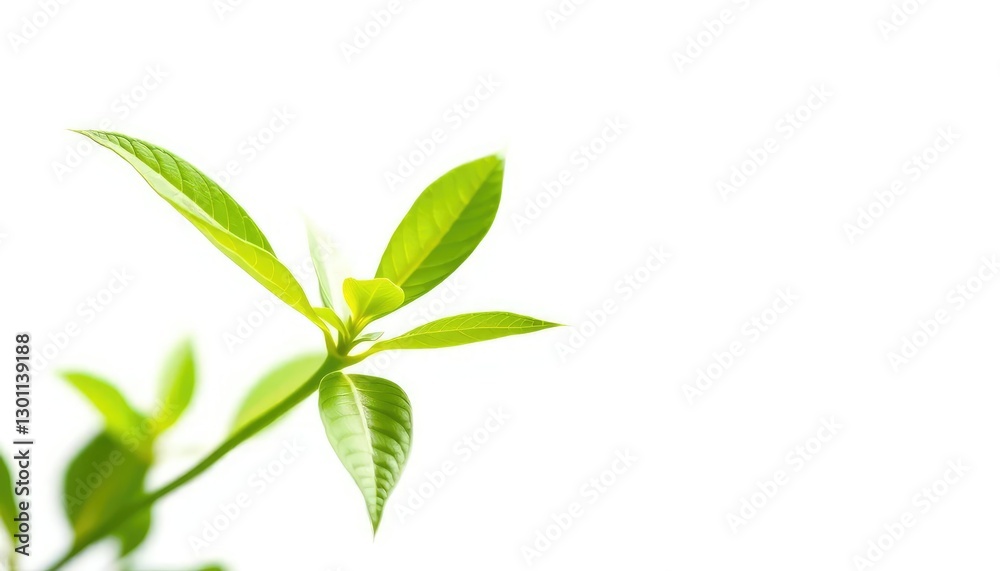 Single vibrant green plant, isolated on pure white, studio shot, image Single vibrant green plant, isolated on pure white, studio shot, image