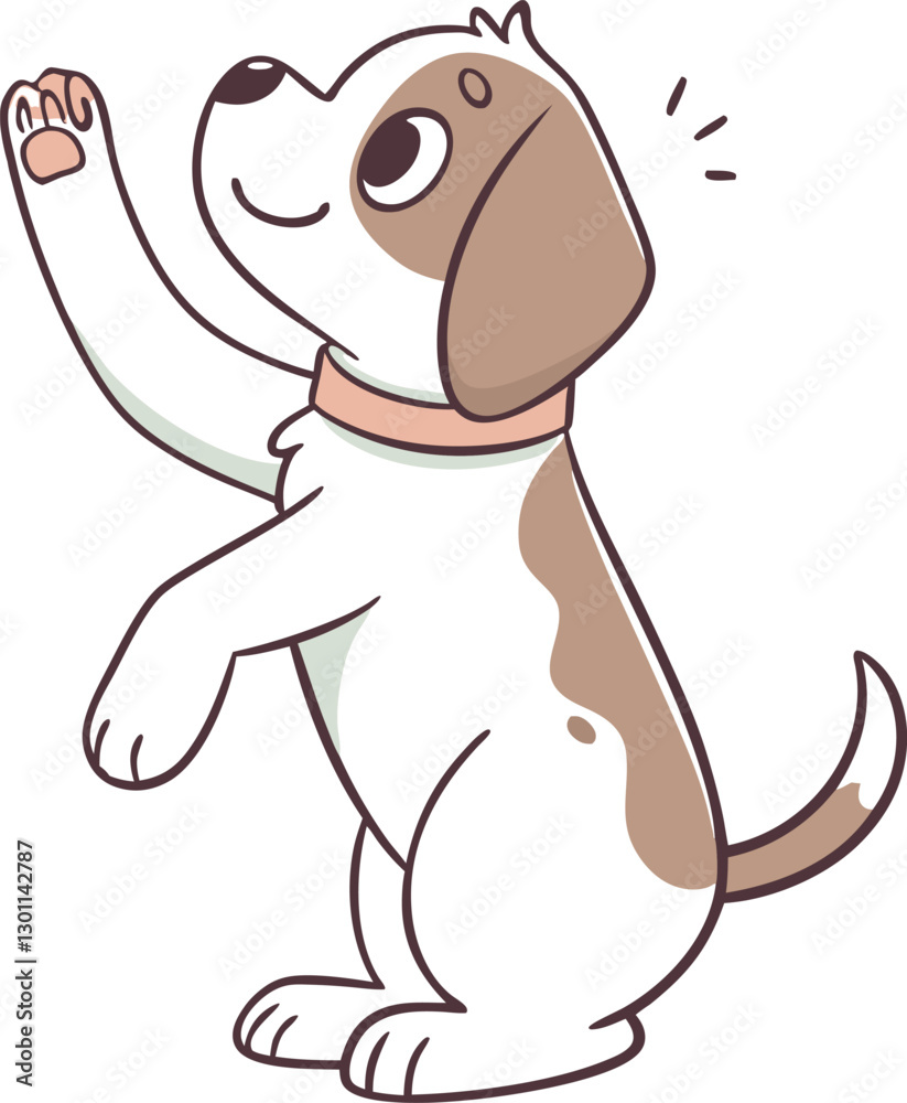 Fototapeta premium puppy waves with a paw high five