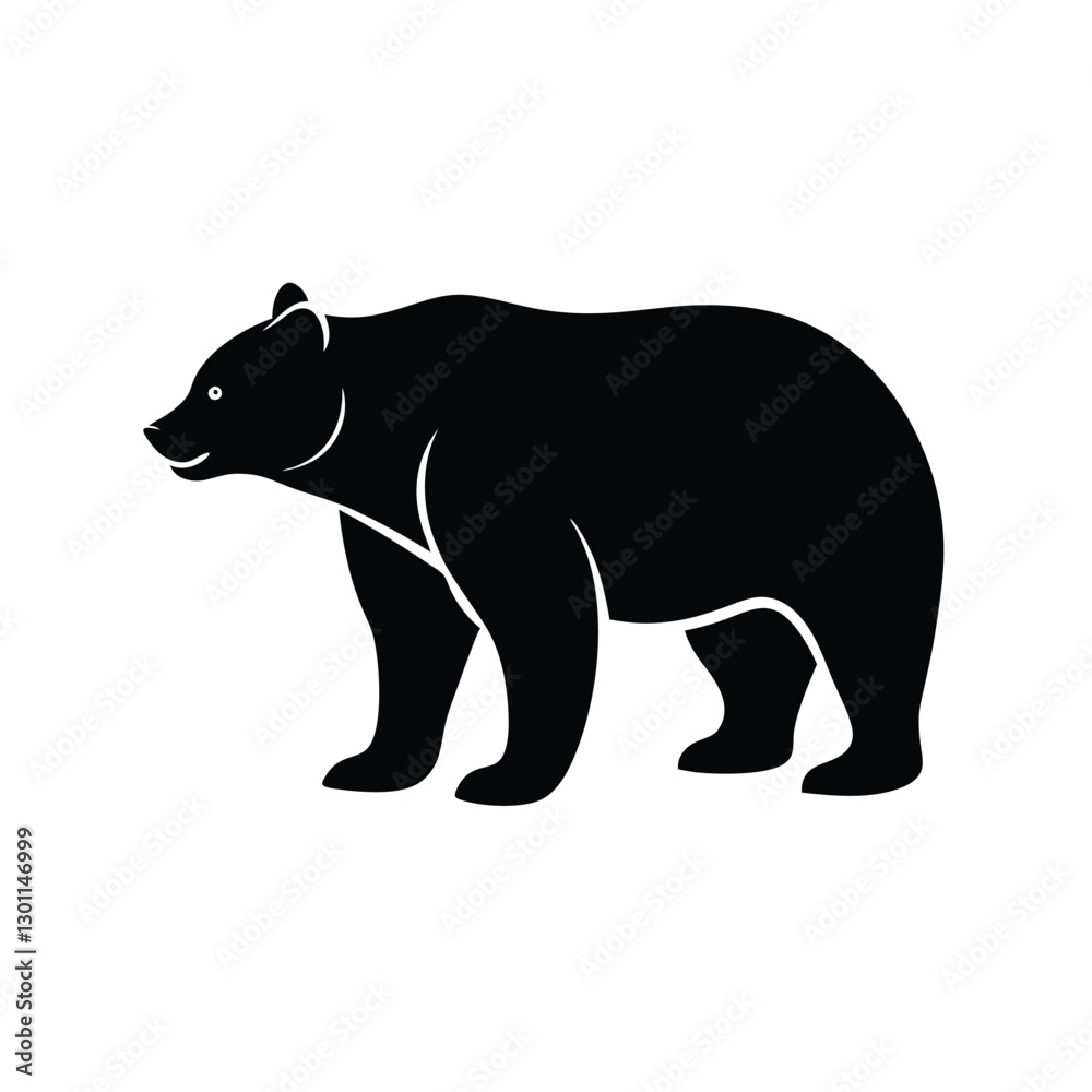 Obraz premium Black Bear Silhouette Vector Art Illustration | Black Bear Minimalist Black Bear Design