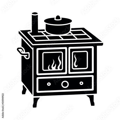Unique Stove Black Vector Illustration for Custom Designs
