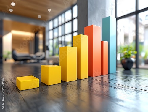 Growth chart on floor in modern home office