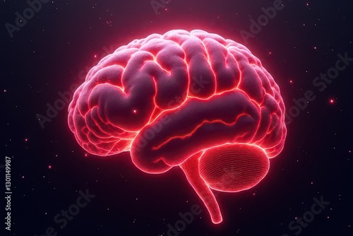 Surreal Brain of Glowing Quantum Nodes: Floating in a Starry Void