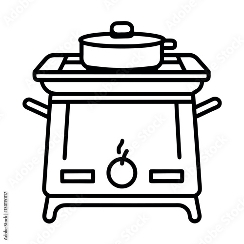 Clean Stove Line Art Vector for Logo and Icons
