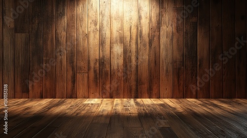 Dark Brown Wooden Wall and Floor Background Texture Rustic Vintage Design Interior Wood Paneling Room Setting Old Style Wooden Boards Aged Timber     