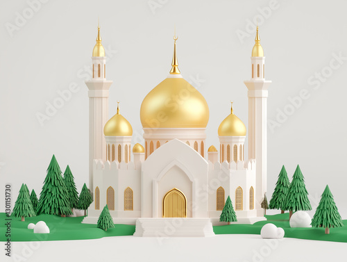 3d gold mosque background