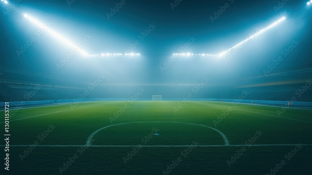 Empty soccer field with bright lights. Empty soccer field with bright lights.