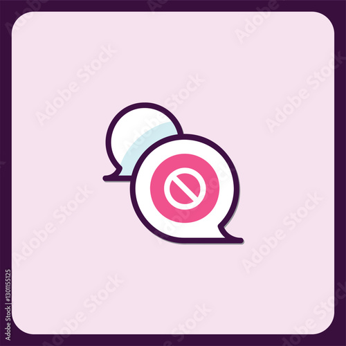 Prohibition Icon in Dialogue Bubbles, Communication Restriction Symbol