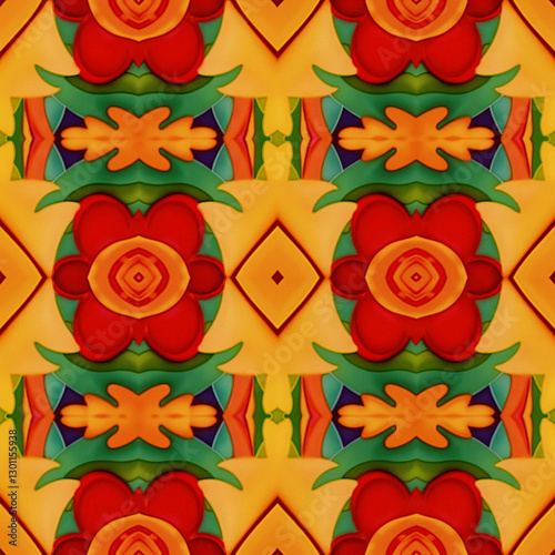 Colorful seamless background with decorative ornament, designer print for wallpaper, paper, fabric, and graphic design