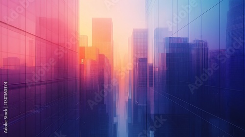City Skyline Sunrise Reflection