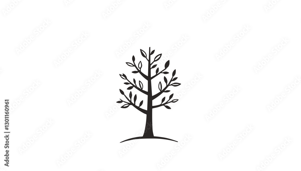 Obraz premium Minimalist black tree silhouette on white background