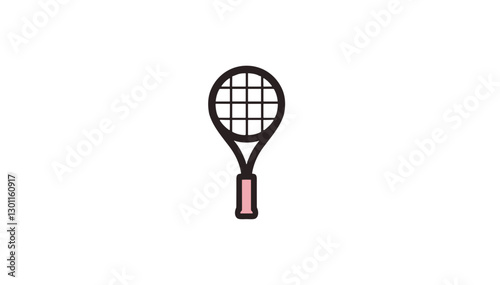 Tennis racket illustration in simple line art style