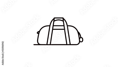 Minimalist line drawing of a travel duffel bag