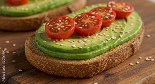 Delicious Avocado Toast with Tomatoes and Sesame Seeds