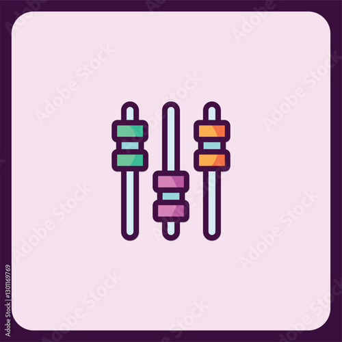 Colorful Audio Mixer Control Icon Interface Design