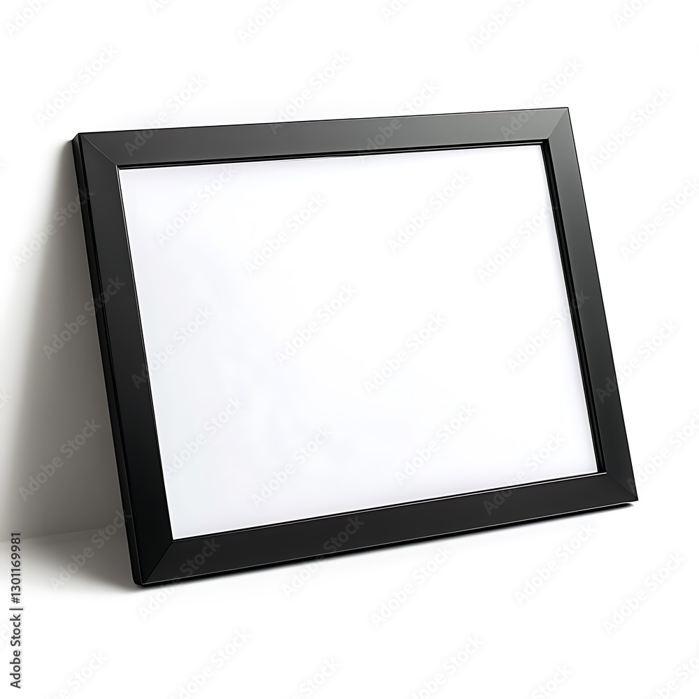 Elegant black frame displaying blank canvas asset in-house furniture white background modern environment perspective Elegant black frame displaying blank canvas asset in-house furniture white background modern environment perspective