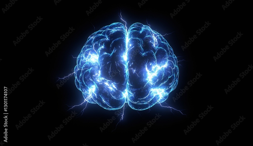 Brainpower Unleashed: A vibrant blue and white brain bursts with energy, electric currents illuminating its complex pathways. This abstract imagery captures the power and potential of the human mind. Brainpower Unleashed: A vibrant blue and white brain bursts with energy, electric currents illuminating its complex pathways. This abstract imagery captures the power and potential of the human mind.