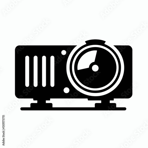 very simple flat and single minimalist Projector Silhouette in black on a white background
