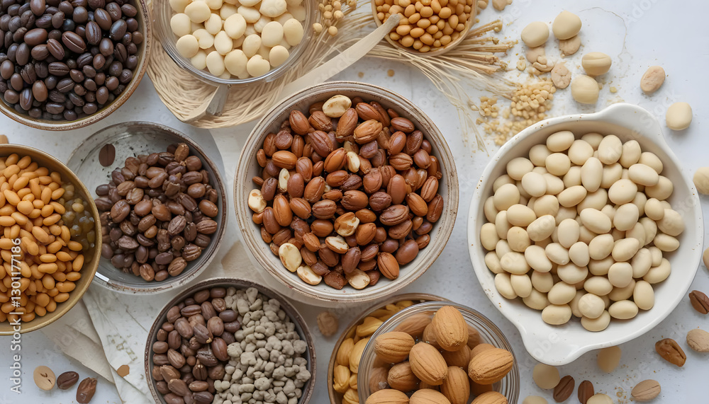 A Delightful Array Of Roasted Nuts And Seeds, A Tempting Spread Of Natures Bounty, Showcasing Warm Earthy Tones And Textures In Soft Natural Light A Delightful Array Of Roasted Nuts And Seeds, A Tempting Spread Of Natures Bounty, Showcasing Warm Earthy Tones And Textures In Soft Natural Light