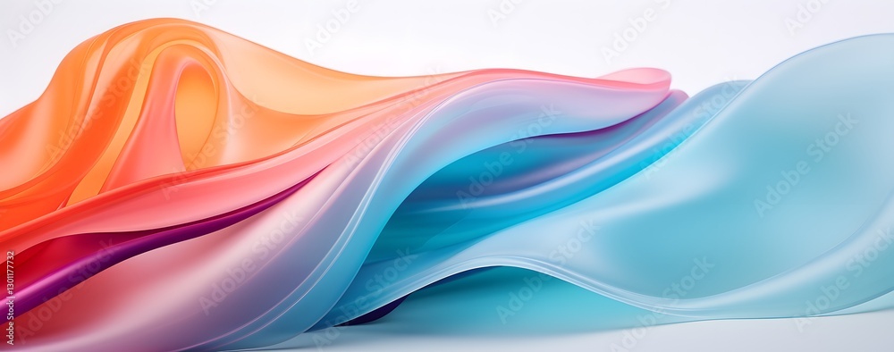 Fototapeta premium Abstract colorful background with waves. Abstract wave of blue, red and yellow cloth flying.