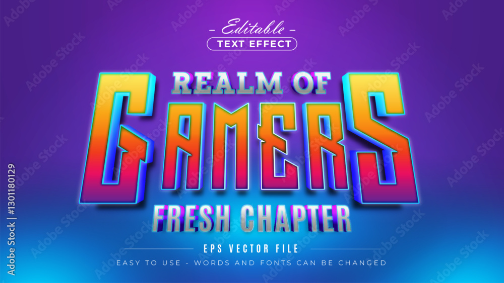 Obraz premium Gamers 3d text effect Fully Editable.