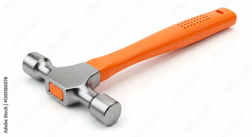 A sturdy hammer with an orange handle and a steel head lies on a neutral surface, essential for construction, carpentry, repairs, and DIY projects. A sturdy hammer with an orange handle and a steel head lies on a neutral surface, essential for construction, carpentry, repairs, and DIY projects.