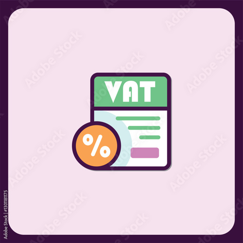 VAT Tax Invoice Icon, Percentage and Document