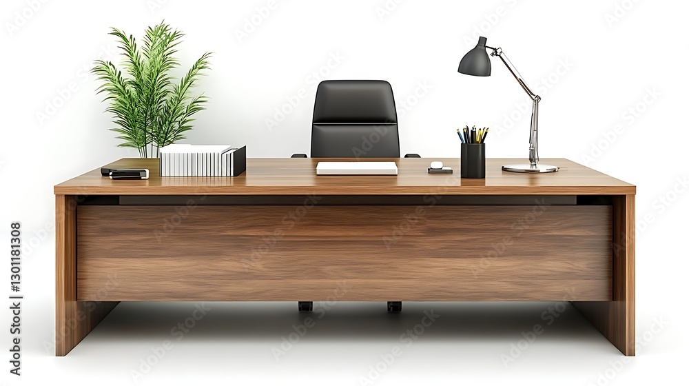 Modern office desk setup in-house workspace furniture asset on white background professional environment Modern office desk setup in-house workspace furniture asset on white background professional environment