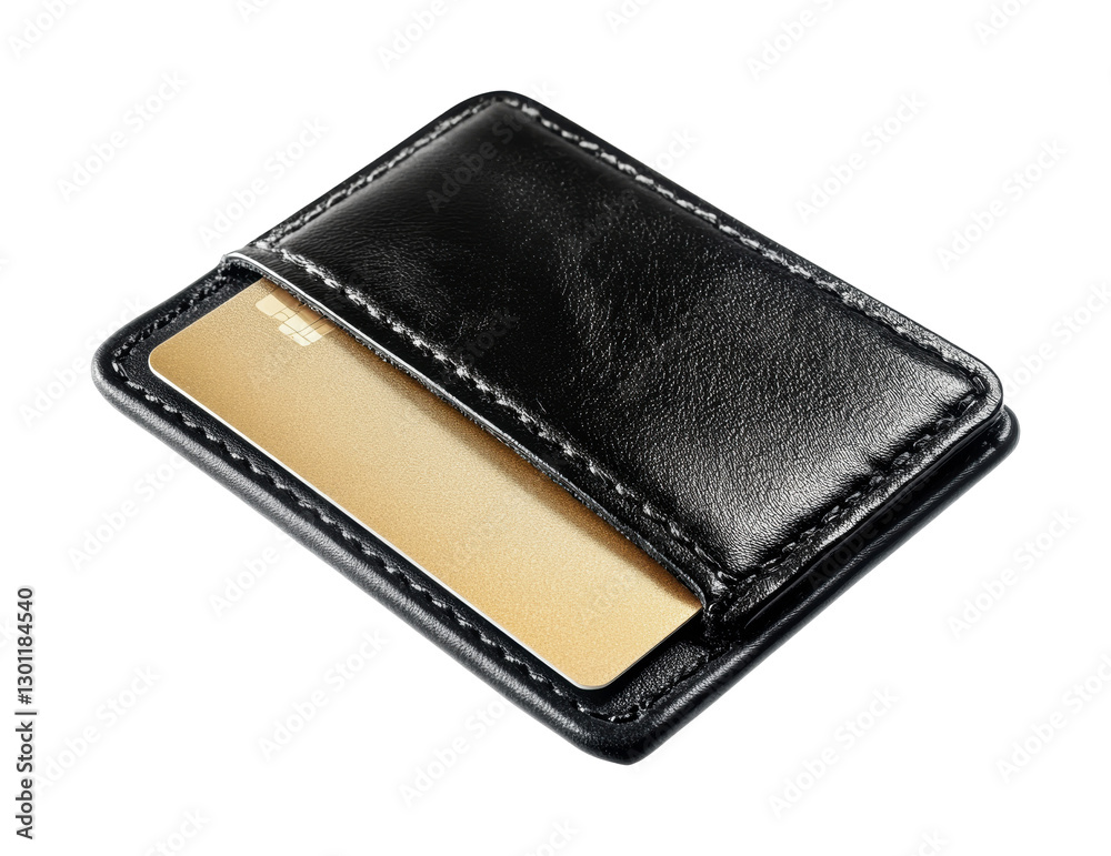 Elegant leather wallet with a card shown in the pocket, perfect for stylish organization and everyday use, cut out Elegant leather wallet with a card shown in the pocket, perfect for stylish organization and everyday use, cut out