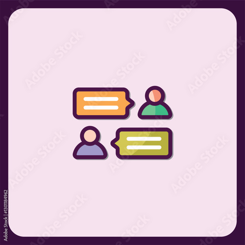 Communication Icon Design, Two People Chatting, Message Bubbles, Dialogue, Conversation, Online Chat, Social Media, Internet Communication, Digital Interaction