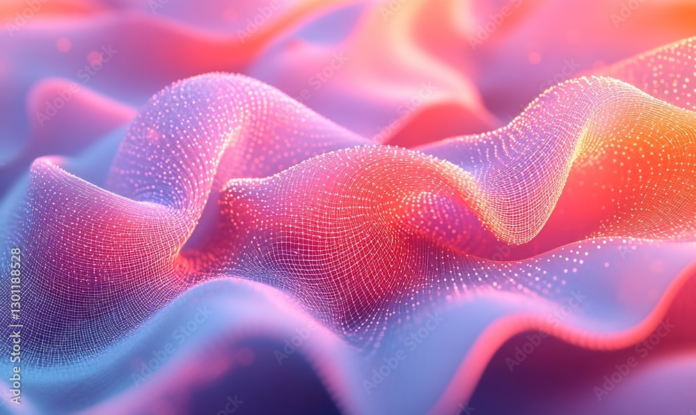 Fototapeta premium Abstract Pink Orange Wave Particle Background Texture
