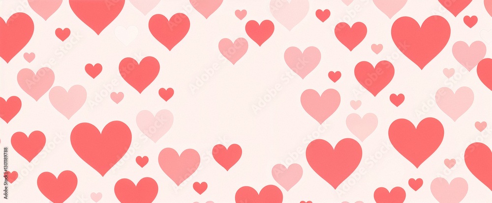 light pastel background filled with red and light red hearts of all sizes scattered across frame light pastel background filled with red and light red hearts of all sizes scattered across frame