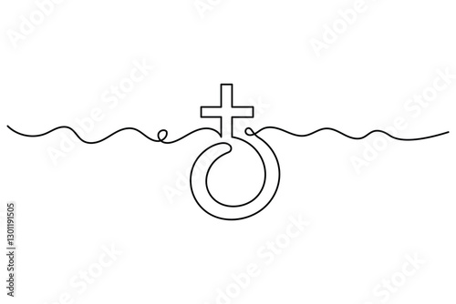 Female symbol gender icon continuous single line art drawing outline vector.
