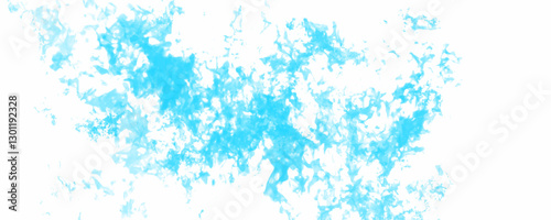 Blue watercolor background for smoke background. Colorful steam exhaled from the vape with a smooth transition of color molecules from turquoise to blue on a white background. Soft blue watercolor.