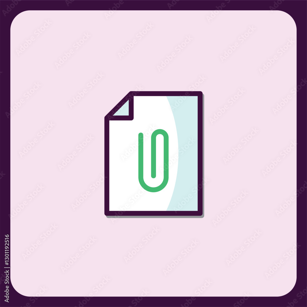 Attached Document Icon Design Modern Flat Style Attached Document Icon Design Modern Flat Style