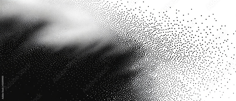 Naklejka premium Grunge noise gradient texture. Dirty grain background. Dotted halftone overlay. Sand dusty distressed wallpaper. Grungy grit pattern. Black-white random dot texture