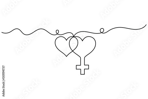 Female gender symbol continuous one line simple Vector illustration