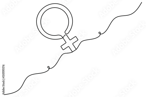Female gender symbol continuous one line simple Vector illustration