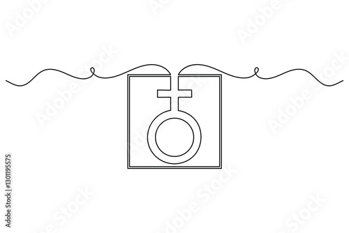 Female gender symbol continuous one line simple Vector illustration.