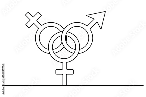 Female gender symbol continuous one line simple Vector illustration