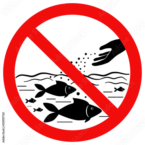 Do not feed the fish sign. flat vector illustration simple design.