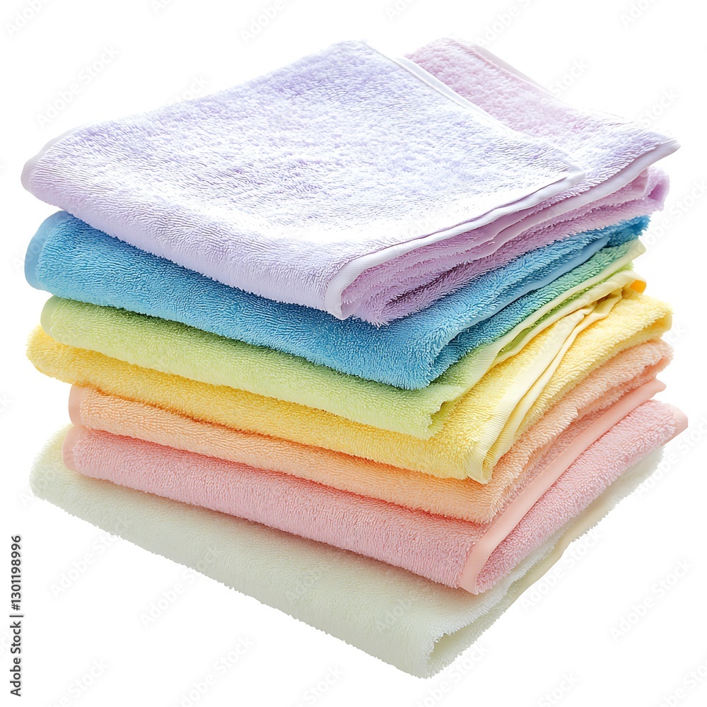 Colorful collection of soft towels in-house asset furniture item white background cozy environment Colorful collection of soft towels in-house asset furniture item white background cozy environment