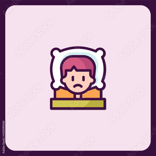 Sad Boy Lying in Bed Insomnia Sleepless Night Icon