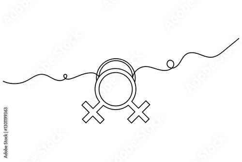 Female gender symbol continuous one line simple Vector illustration