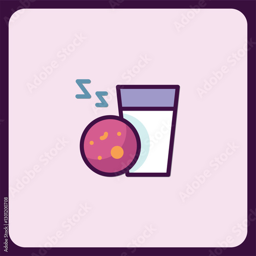 Sleep Time Icon, Milk and Cookies for a Good Night's Rest