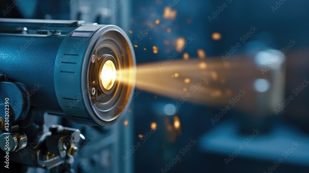 An old-school film projector throws a soft, flickering movie onto a blank wall, filling the space with golden nostalgia. An old-school film projector throws a soft, flickering movie onto a blank wall, filling the space with golden nostalgia.