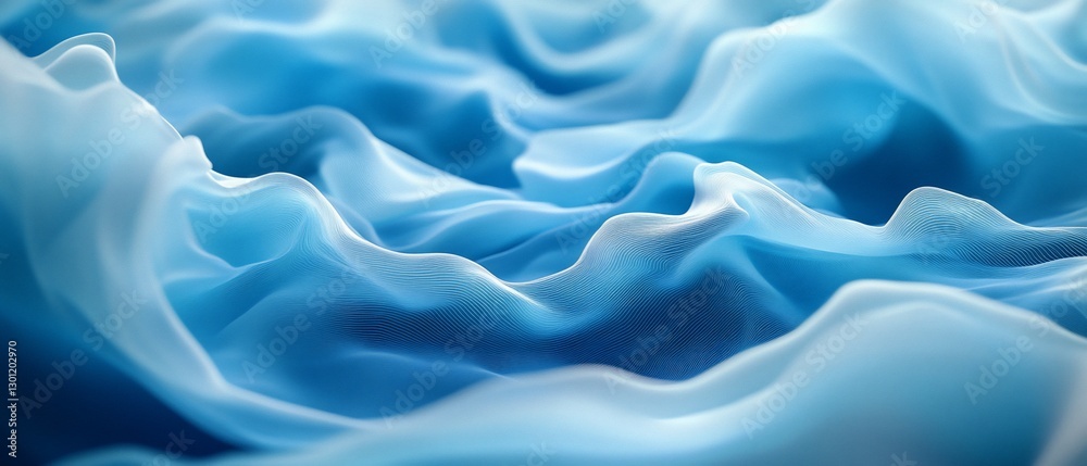 Blue silk fabric waves, textured background, design Blue silk fabric waves, textured background, design