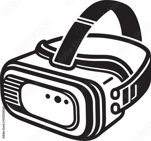 virtual reality glasses silhouette line drawing vector art illustration